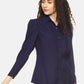 SAHORA Women blue belted solid collar shirt