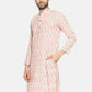 PAROKSH Men Pink woven Ikat handloom Straight Kurta
