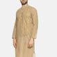 PAROKSH Men textured beige cotton Straight Kurta