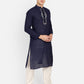 PAROKSH Men Blue & Gold Embroidery long Kurta