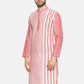 PAROKSH Men pink line detail cotton Straight Kurta