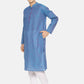PAROKSH Men Blue pink textured cotton Straight Kurta