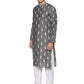 PAROKSH Men Grey & White Ethnic Motifs Khadi Handloom Pure Cotton Kurta