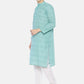 PAROKSH Men sky blue dual button cotton Straight Kurta