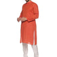 PAROKSH Men Red Solid Cotton Straight Kurta