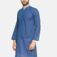 PAROKSH Men solid royal blue cotton Straight Kurta