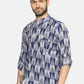 PAROKSH Men Blue Printed Thread Work Indie Prints Khadi Handloom Kurta