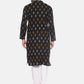 PAROKSH Men Black woven Ikat Straight Kurta