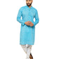 PAROKSH Men solid light blue cotton Straight Kurta