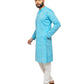 PAROKSH Men solid light blue cotton Straight Kurta