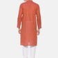 PAROKSH Men Red placket cotton Straight Kurta