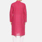 PAROKSH Men pink checkered cotton Straight Kurta