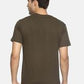 Men's printed round neck olive green t-shirt