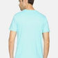 Men's printed round neck aqua blue t-shirt