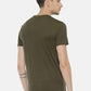 Men's printed round neck olive green t-shirt