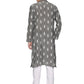PAROKSH Men Grey & White Ethnic Motifs Khadi Handloom Pure Cotton Kurta