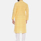PAROKSH Men yellow dual button cotton Straight Kurta
