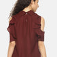 SAHORA Women Maroon solid Top