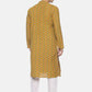 PAROKSH Men Mustard Yellow & Blue Woven Design Straight Kurta