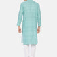 PAROKSH Men sky blue dual button cotton Straight Kurta