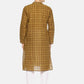 PAROKSH Men olive checkered cotton Straight Kurta