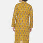 PAROKSH Men Mustard yellow cotton block print Straight Kurta