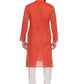 PAROKSH Men Red Solid Cotton Straight Kurta