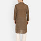 PAROKSH Men Brown Embroidery Straight Kurta