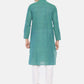 PAROKSH Men peacock blue placket cotton Straight Kurta