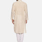 PAROKSH Men Beige striped cotton Straight Kurta
