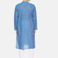 PAROKSH Men Blue pink textured cotton Straight Kurta