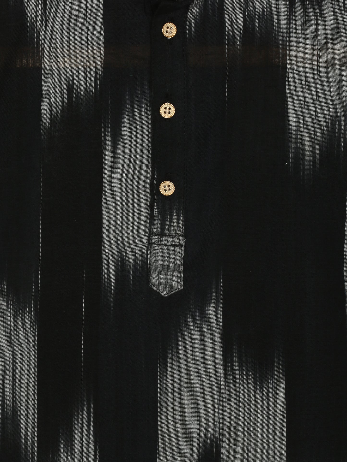 PAROKSH Boys Black Striped Shadow Work Khadi Handloom Cotton Kurta