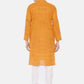 PAROKSH Men Orange placket cotton Straight Kurta