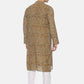 PAROKSH Men Green striped cotton Straight Kurta