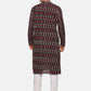 PAROKSH Men's Black Maroon Ikat Woven Handloom Long Cotton Ethnic Kurta