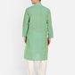 PAROKSH Men Light green  Printed Straight Kurta