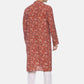 PAROKSH Men Red Floral Printed Straight Kurta