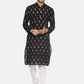 PAROKSH Men Black woven Ikat Straight Kurta