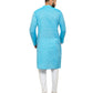 PAROKSH Men solid light blue cotton Straight Kurta