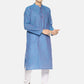 PAROKSH Men Blue pink textured cotton Straight Kurta