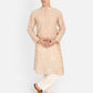 PAROKSH Men Beige Embroidery Straight Kurta