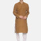 PAROKSH Men Beige & Brown Printed Straight Kurta