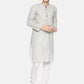 PAROKSH Men white line detail cotton Straight Kurta