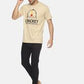 Men's printed round neck beige t-shirt