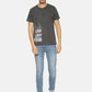 Men's printed round neck charcoal grey t-shirt