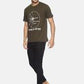 Men's printed round neck olive green t-shirt