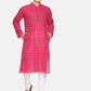 PAROKSH Men pink checkered cotton Straight Kurta