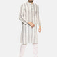 PAROKSH Men Grey & Cream-Coloured Striped Straight Kurta