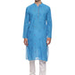 PAROKSH  Men Woven Design Pure Cotton Straight Kurta  (Blue)