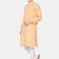 PAROKSH Men peach dual button cotton Straight Kurta